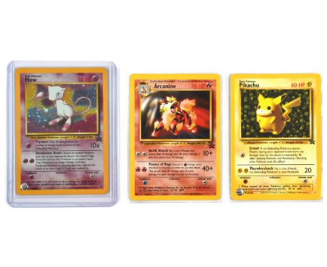 Pokemon TCG. Lot of three Wizards of the Coast Black Star promos holo Mew 9, Pikachu 1 and Arcanine 6. This item is from the 