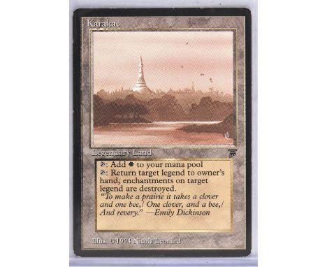 Magic The Gathering TCG. Karakas. Legends Expansion MTG card. Provenance: from the collection of a former player who started 