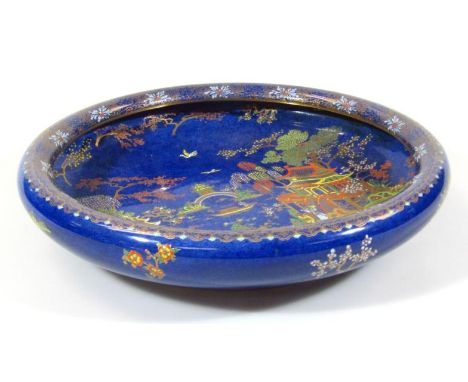 A 20thC Carltonware Bleu Royale Mikado lipped bowl, number 2728, of circular outline, printed marks beneath, 33cm dia.