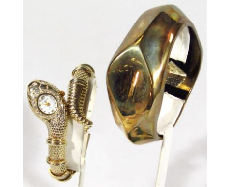 An Inspirations ladies serpent bracelet watch, with 2cm wide dial with baton and Arabic numerals, with highly elaborate brace