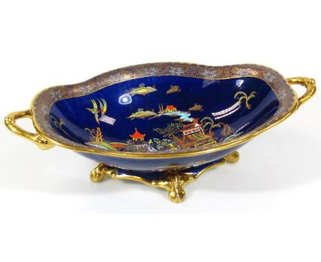 A 20thC Carltonware Bleu Royale Mikado open dish, numbered 716292 2364, of shaped outline, printed marks beneath, 35cm wide.