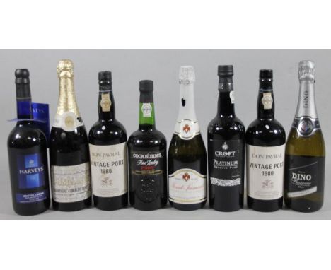 Various alcohol bottles, etc., to include Don Pavral vintage port 1980, 28cm high, Dino Harvey's Bristol Cream, etc. (a quant