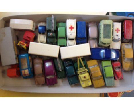 A tray of 25 vintage Matchbox cars in unboxed playworn condition. Some repair.