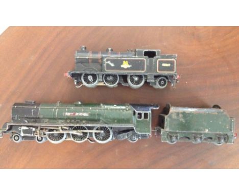 2 unboxed Hornby Dublo OO gauge locomotives: 1) Duke of Atholl 4-6-2, 2) BR black tank engine.