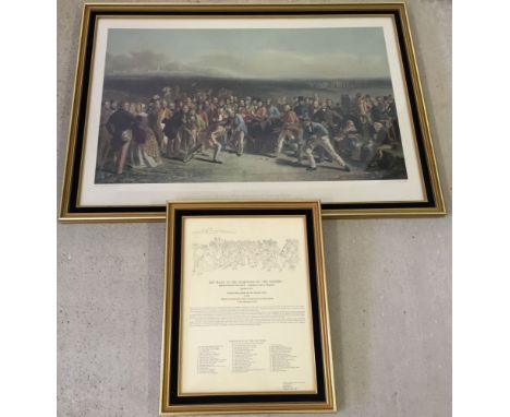 A large framed & glazed print 'The Golfers' together with a framed key plate.