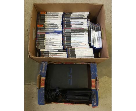 An unboxed PS2 original console together with controller, memory card, video leads (no power leads) and 30+ games.