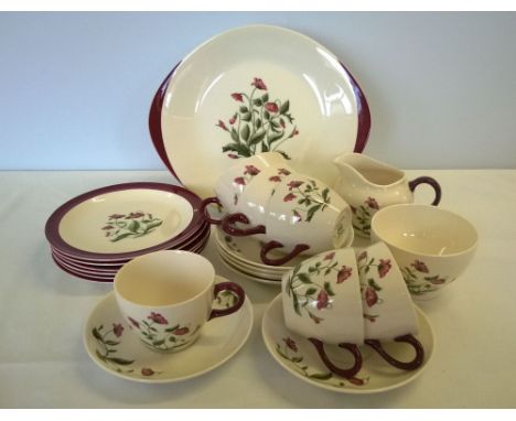A Wedgwood 'Mayfield' tea set comprising milk jug, sugar basin, 6 cups & saucers & 6 teaplates & sandwich plate.