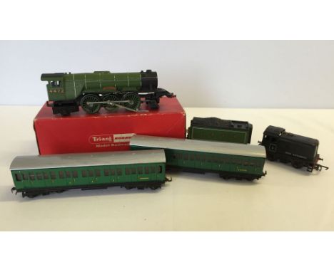 2 Hornby OO gauge model railway train engine comprising of a Dock Authority diesel shunter and a Flying Scotsman with tender 