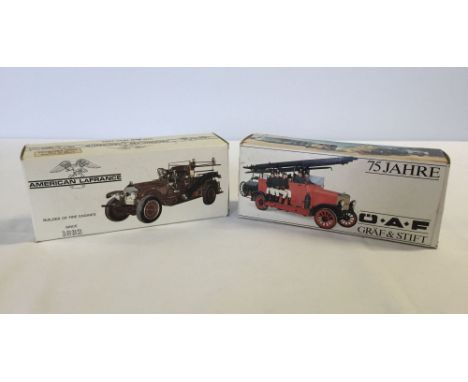 2 boxed conrad vintage diecast fire engines: 1) American La France, 2) O.A.F Graft & Stift.