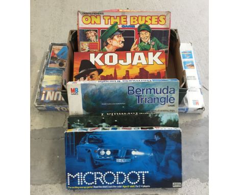 6 vintage board game c1960-90s comprising Waddingtons Formula 1, MB Torpedo Run, MB Bermuda Triangle, Parker Microdot, Arrow 