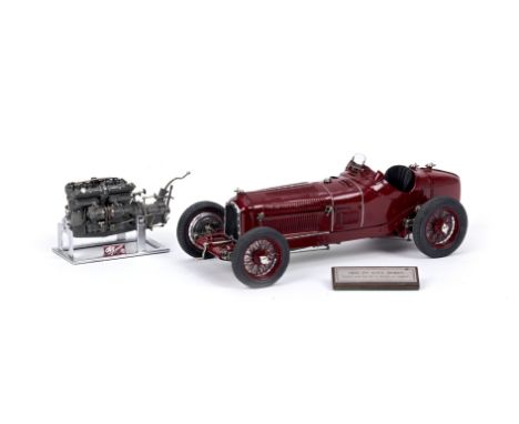 A 1:15 scale model of a 1932 Alfa Romeo P3 Monoposto and model engine, by Gerald Wingrove,finely detailed scratch-built model