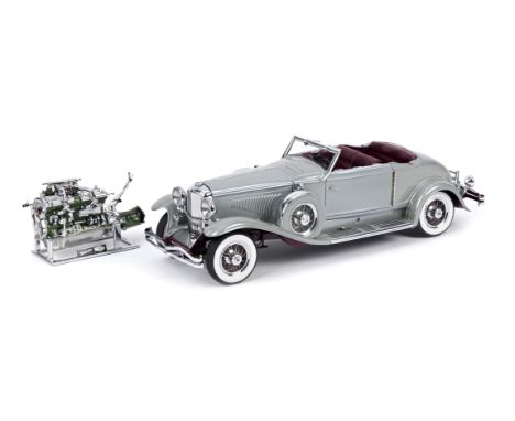 A 1:15 scale model of a 1933 Duesenberg 'J' Rollston Convertible Victoria and model of a 1930 'J' engine, by Gerald Wingrove,