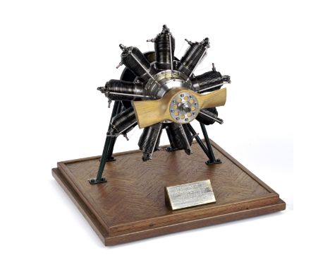 A superb 1:5 scale model of a circa 1916 100Hp Gnome rotary aero engine by A Walshaw,finely detailed engineered model, with t