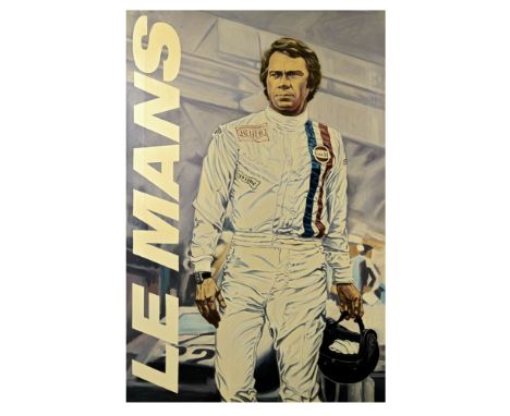 'Steve McQueen - Le Mans', an original artwork on canvas,modern, acrylic on canvas, iconic portrait depiction of McQueen from