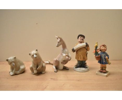 Three Lladro porcelain animal studies comprising 'Painful Kangaroo' model number 5023, 'Good Bear' model number 1205 and 'Bea