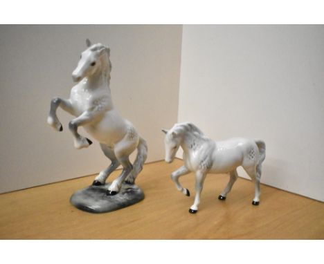 Two Beswick Pottery horse studies comprising Welsh Cob (Rearing) model number 1014 (First Version) by Arthur Gredington in pa