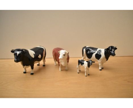 A Beswick Pottery Hereford Cow CH. 'Champions' model number 1360 by Arthur Gredington in brown and white gloss sold alongside