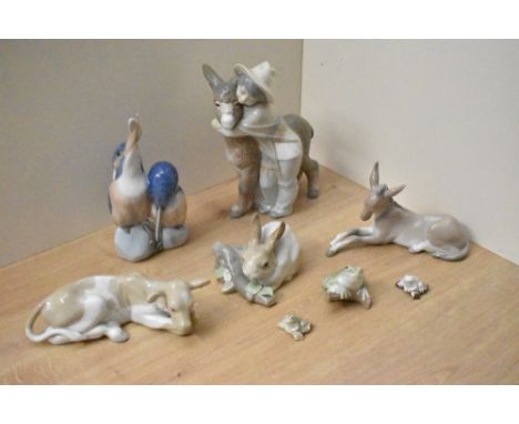 A group of eight Lladro porcelain and similar studies including 'Platero and Marcelino' model number 1181, 'Rabbit Eating' mo