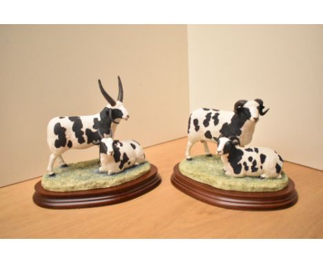 Two Border Fine Arts limited edition animal groups comprising 'Pair of Jacob Sheep (Two Horned)' model number B0367, limited 