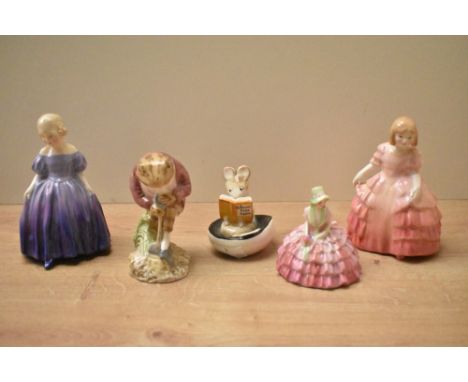 A group of three Royal Doulton bone china figurines comprising 'Chloe', 'Marie' HN 1370 and 'Rose' HN 1368 sold alongside Bes