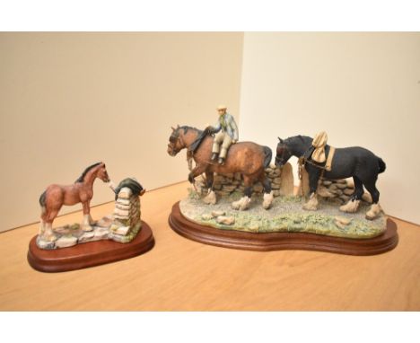 Two Border Fine Arts animal groups comprising 'Coming Home' model number JH94A by J Boyt and 'Curiosity' model number JH81 by