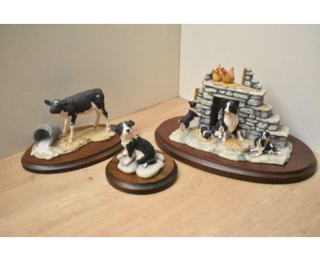 A Border Fine Arts figure groups 'Jock's Pride' model number JH5 on wooden plinth sold alongside Border Fine Arts 'Sam' JH21 