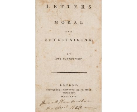 Woman writer.- Cartwright (Mrs. H.) Letters moral and entertaining, first edition, list of subscribers, ink ownership inscrip