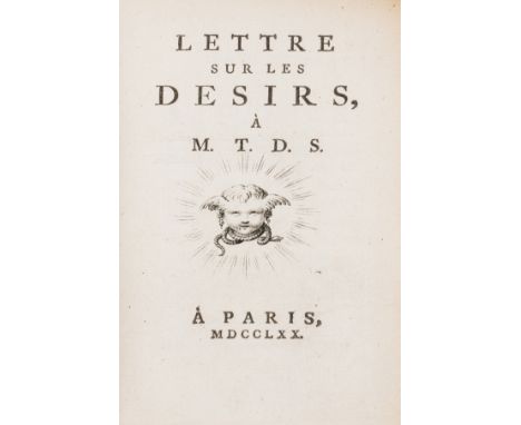 [Hemsterhuis (Frans)] Lettre sur les Desirs, à M. T[heodoor] D[e] S[meth], first edition, engraved vignette to title and head