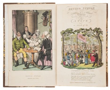 [Combe (William)] Doctor Syntax in Paris; or a Tour in Search of the Grotesque, first edition, hand-coloured aquatint frontis