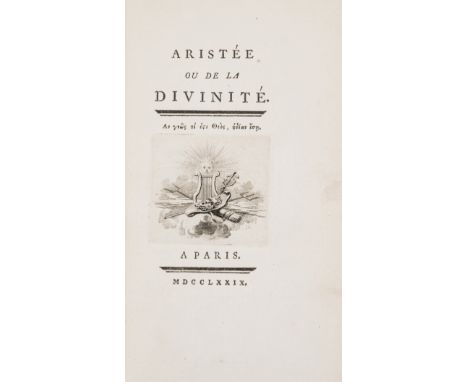 [Hemsterhuis (Frans)] Aristée, ou de la Divinité, first edition, initial f. blank, engraved vignette to title and head- and t