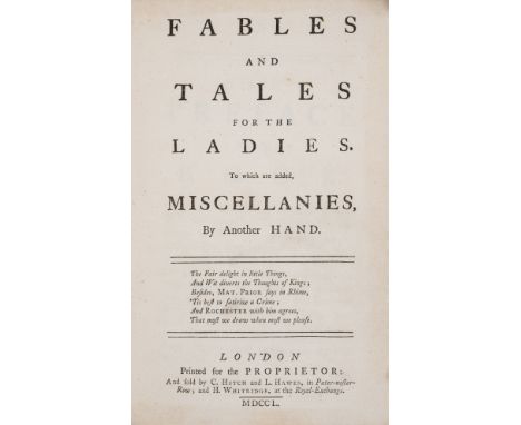 Fables and Tales for the Ladies, first edition, list of subscribers, woodcut ornaments, contemporary calf, short splits to jo