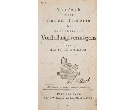 Reinhold (Karl Leonhard) Versuch einer neuen Theorie des menschlichen Vorstellungsvermögens, first edition, title with woodcu