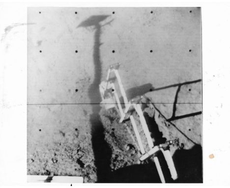 NO RESERVE Space.- Surveyor III: surface sampler holding lunar rock, May 1, 1967, vintage gelatin silver print on fibre-based