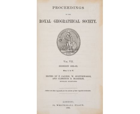 Africa.- Burton (Sir Richard F.).- Proceedings of the Royal Geographical Society, vols. 7 &amp; 8 bound as 1, ex-library with