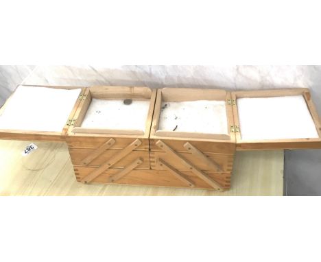 Vintage wooden concertina sewing box 6.5" tall 13" wide (when closed" 7" depth) 