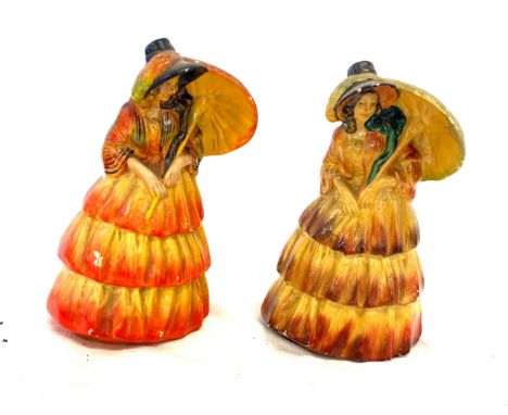 Pair vintage Wade lady chalk figures, small paint chips, otherwise good condition 