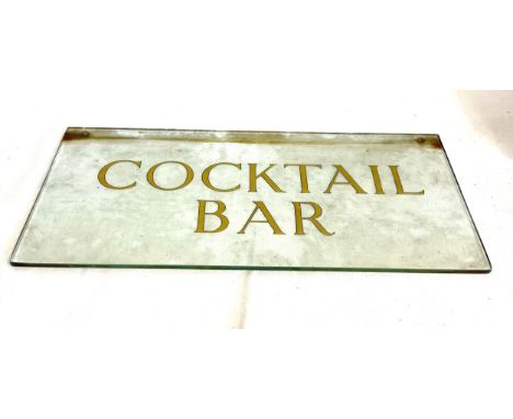 Vintage glass Cocktail bar wall sign measures approx 18" wide 9" tall 