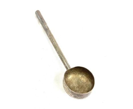 Large vintage white metal ladle, approximate length 37cm 
