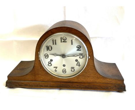 Nelson hat inlaid mantel clock, 3 keyhole, untested 