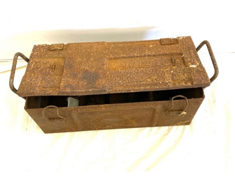 WW2 1943 Ammunition box measures approx 8.5" tall 18.5" wide 7.5" depth 