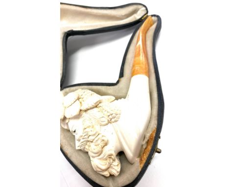 Large cased Meerschaum pipe, length approx 7 inches 
