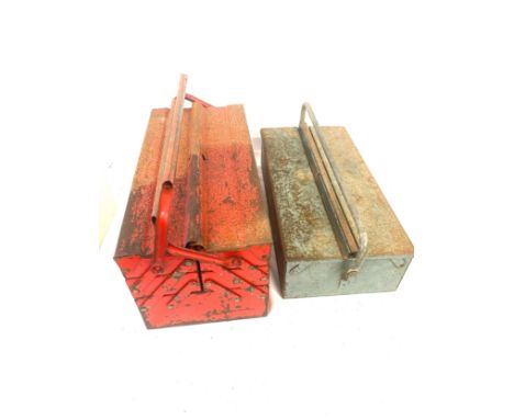 2 Metal tool boxes with tools 