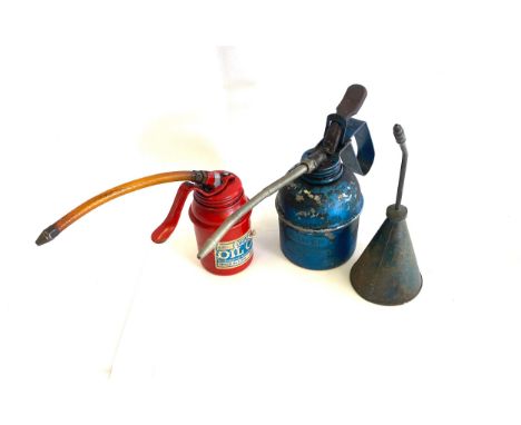 3 vintage small oil cans 