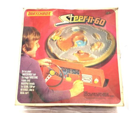 Vintage Matchbox steer-n-go game, in original box, orange colour 