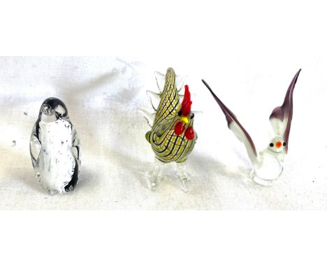 Hoglund signed penguin, murano chicken and 1 other 