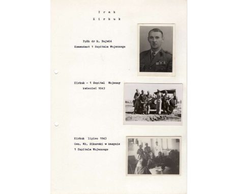 A4 size sheet with 3 photos showing Lt. Col. Dr. M. Bujawid, Commander of War Hospital No. 1, War Hospital in Kirkuk and Gene