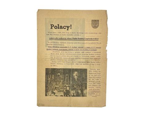 Leaflet "Poles!" denying information about the alleged destruction of the image of Our Lady of Częstochowa in Częstochowa dur