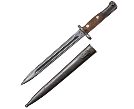 Yugoslav bayonet model 1924/48. The bayonet is preserved in its original storage case. Wooden handle lining, fastened with tw