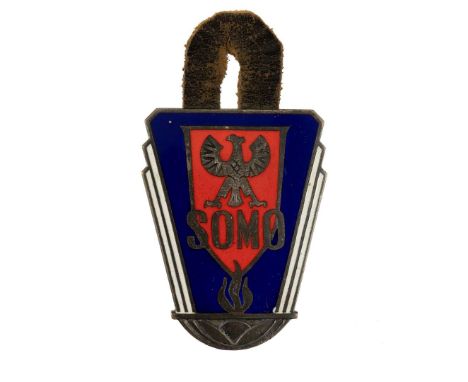 Badge of the Officers' School of the Citizens' Militia from the Polish People's Republic period. One-piece enamel badge in th