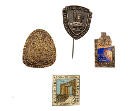 A set of commemorative badges of the Silesian Uprisings, which includes: Badge Rajd-ZBG Góra Św. Anna 1975 Badge Cycling Rall